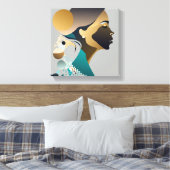 Abstrake Eleganz in Blaugrün und gold # 1 Canvas Afdruk (Insitu (Slaapkamer))