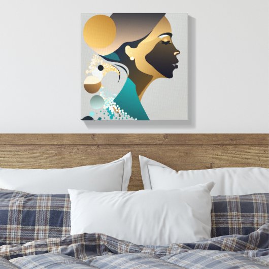 Abstrake Eleganz in Blaugrün und gold # 1 Canvas Afdruk (Insitu (Slaapkamer))