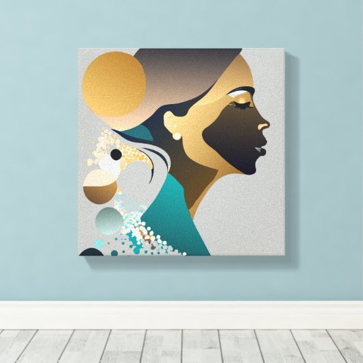 Abstrake Eleganz in Blaugrün und gold # 1 Canvas Afdruk (Insitu (Houten vloer))