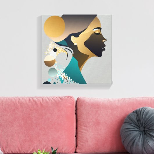 Abstrake Eleganz in Blaugrün und gold # 1 Canvas Afdruk (Insitu (Woonkamer))