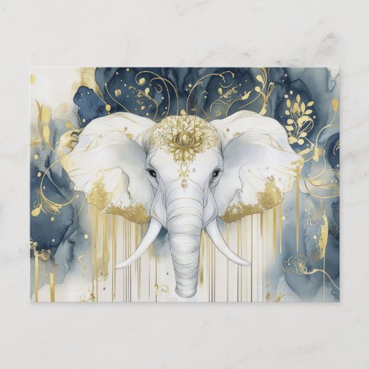 Abstrakte Aquarell Illustration eines Elefanten Briefkaart (Voorkant)