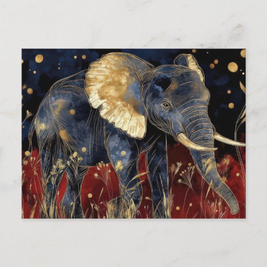 Abstrakte Aquarell Illustration eines Elefanten Briefkaart (Voorkant)