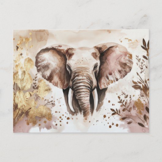 abstrakte Aquarell Illustration eines Elefanten Briefkaart (Voorkant)