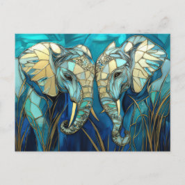 Abstrakte Aquarell Illustration eines Elefanten Briefkaart