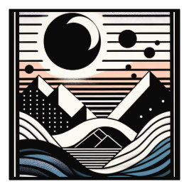 Abstrakte Berglandschaft bei Nacht Foto Afdruk