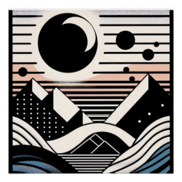 Abstrakte Berglandschaft bei Nacht Perfect Poster