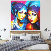 abstrakte Engel in Öl, fantastisches Gemälde Motiv Canvas Afdruk (Insitu (Slaapkamer))