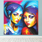 abstrakte Engel in Öl, fantastisches Gemälde Motiv Canvas Afdruk (Insitu (Houten vloer))