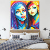 abstrakte Engel in Öl, fantastisches Gemälde Motiv Canvas Afdruk (Insitu (Slaapkamer))