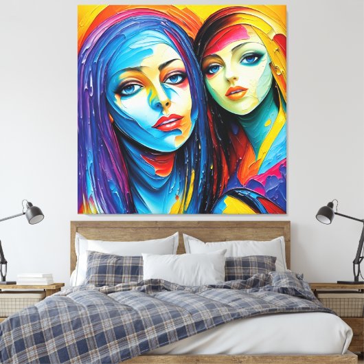 abstrakte Engel in Öl, fantastisches Gemälde Motiv Canvas Afdruk (Insitu (Slaapkamer))