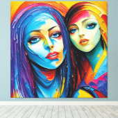 abstrakte Engel in Öl, fantastisches Gemälde Motiv Canvas Afdruk (Insitu (Houten vloer))