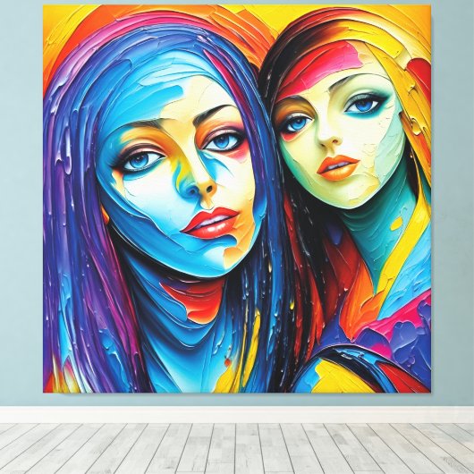 abstrakte Engel in Öl, fantastisches Gemälde Motiv Canvas Afdruk (Insitu (Houten vloer))