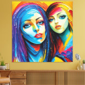 abstrakte Engel in Öl, fantastisches Gemälde Motiv Canvas Afdruk (Insitu (Woonkamer))