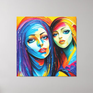 abstrakte Engel in Öl, fantastisches Gemälde Motiv Canvas Afdruk