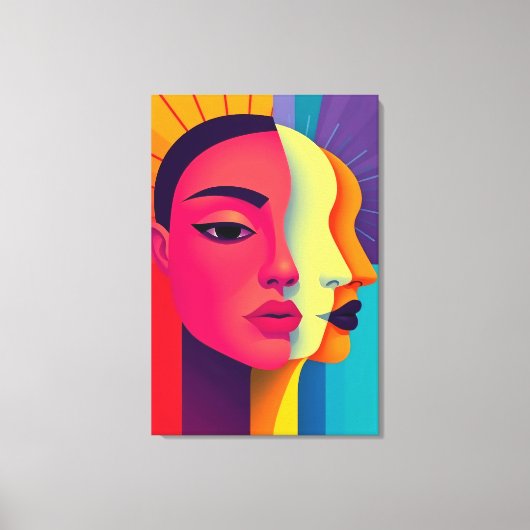 Abstrakte Frauen Gesichter Canvas Afdruk (Voorkant)
