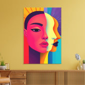 Abstrakte Frauen Gesichter Canvas Afdruk (Insitu (Woonkamer))