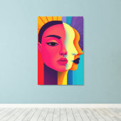 Abstrakte Frauen Gesichter Canvas Afdruk (Insitu (Houten vloer))
