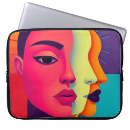 Abstrakte Frauen Gesichter Laptop Sleeve