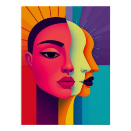 Abstrakte Frauen Gesichter Perfect Poster