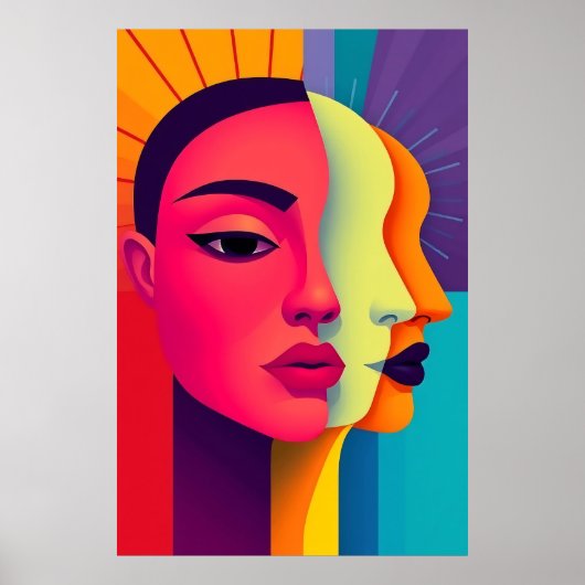 Abstrakte Frauen Gesichter Poster (Voorkant)