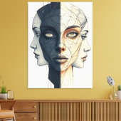 Abstrakte geometrische Gesichter Canvas Afdruk (Insitu (Woonkamer))