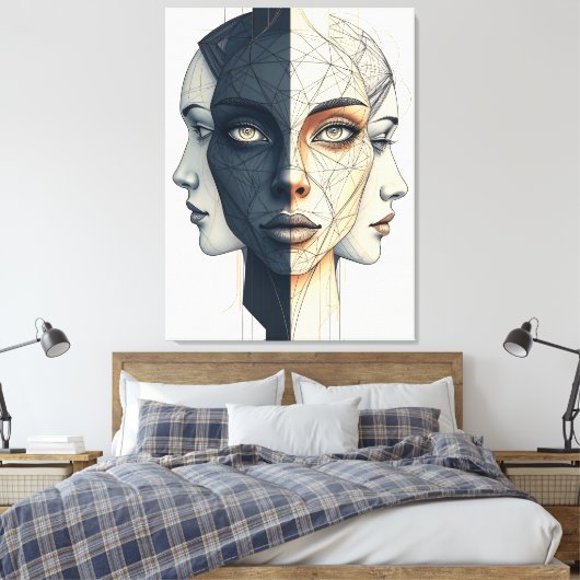 Abstrakte geometrische Gesichter Canvas Afdruk (Insitu (Slaapkamer))
