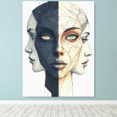 Abstrakte geometrische Gesichter Canvas Afdruk (Insitu (Houten vloer))