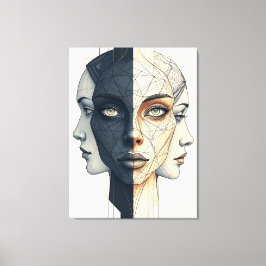 Abstrakte geometrische Gesichter Canvas Afdruk