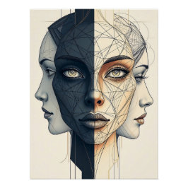 Abstrakte geometrische Gesichter Perfect Poster