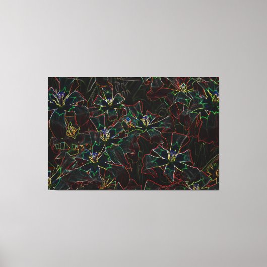 Abstrakte Kunst Leinwand, Leuchtende Neonblumen  Canvas Afdruk (Voorkant)