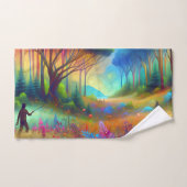 Abstrakte Waldlandschafts Grafik Handdoek (Handdoek)