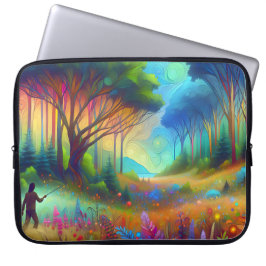 Abstrakte Waldlandschafts Grafik Laptop Sleeve