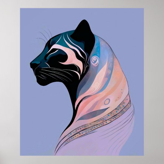 Abstrakter Panther Kopf in Pastellharmonie Poster (Voorkant)