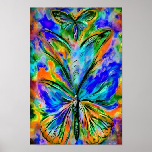 Abstrakter Schmetterling # 1, Farbvariatie 1 Poster (Voorkant)