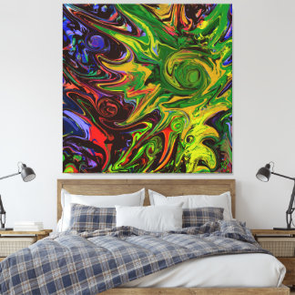 Abstraktes Bild mit dem Titel "Welten entstehen" Canvas Afdruk