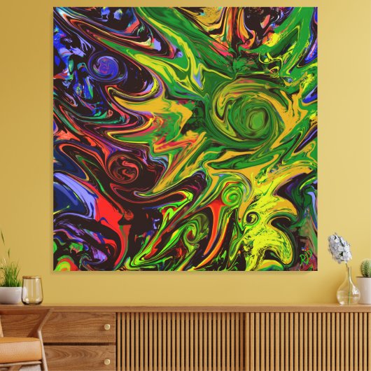 Abstraktes Bild mit dem Titel "Welten entstehen" Canvas Afdruk (Insitu (Woonkamer))