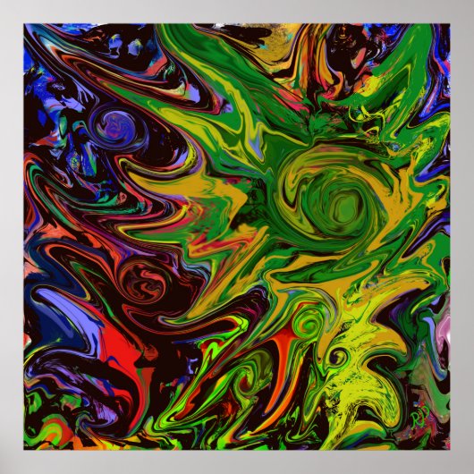 Abstraktes Bild mit dem Titel "Welten entstehen" Poster (Voorkant)