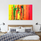 Abstraktes Bild mit Streifen rot, gelb, grün, Canvas Afdruk (Insitu (Slaapkamer))