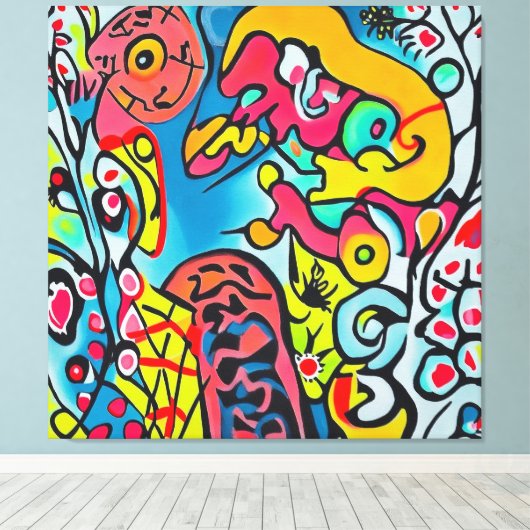 Abstraktes buntes Kunstwerk Canvas Afdruk (Insitu (Houten vloer))