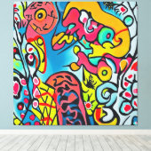 Abstraktes buntes Kunstwerk Canvas Afdruk (Insitu (Houten vloer))