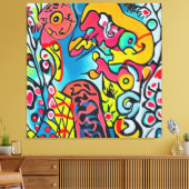 Abstraktes buntes Kunstwerk Canvas Afdruk (Insitu (Woonkamer))
