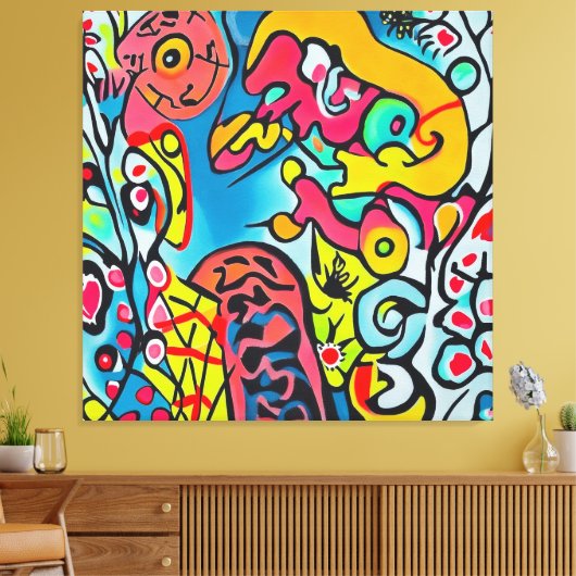 Abstraktes buntes Kunstwerk Canvas Afdruk (Insitu (Woonkamer))