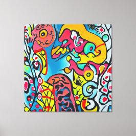 Abstraktes buntes Kunstwerk Canvas Afdruk