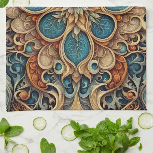 abstraktes florales Muster 7 Theedoek (Gevouwen)