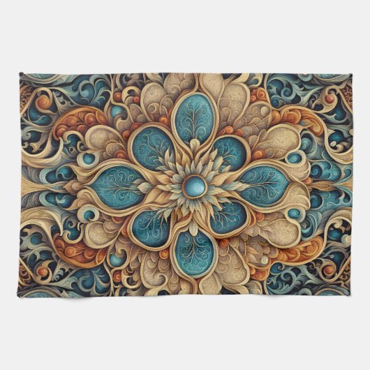 abstraktes florales Muster 7 Theedoek (Horizontaal)