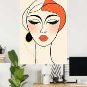 Abstraktes minimalistisches Porträt Poster (Thuiskantoor)