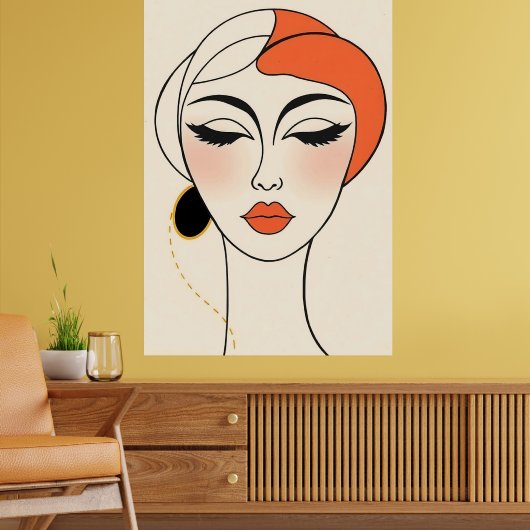 Abstraktes minimalistisches Porträt Poster (Woonkamer 2)