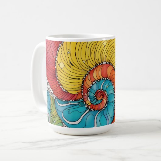 Abstraktes Schnecken Muster, multicolor Koffiemok (Voorkant links)
