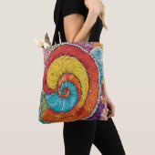 Abstraktes Schnecken Muster, multicolor Tote Bag (Dichtbij)