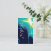 ABSTRAT BLAUWGROEN, AQUA BLUE LIGHT WAVES MONOGRAM VISITEKAARTJE (Staand voorkant)
